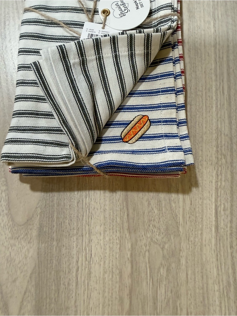 Anthropologie Frasier Sterling Game Day Icon Striped Napkins Set of 4 - Picture 4 of 6